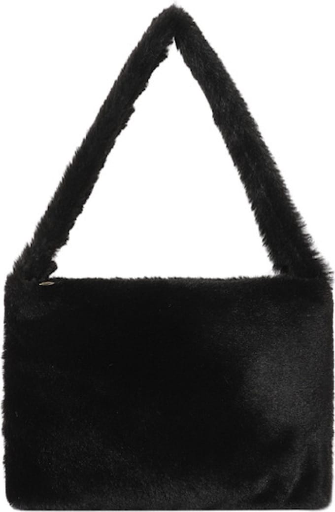 Furry Tasje - Zwart | Schoudertas / Handtas | 27 x 20 x 4 cm | Polyester