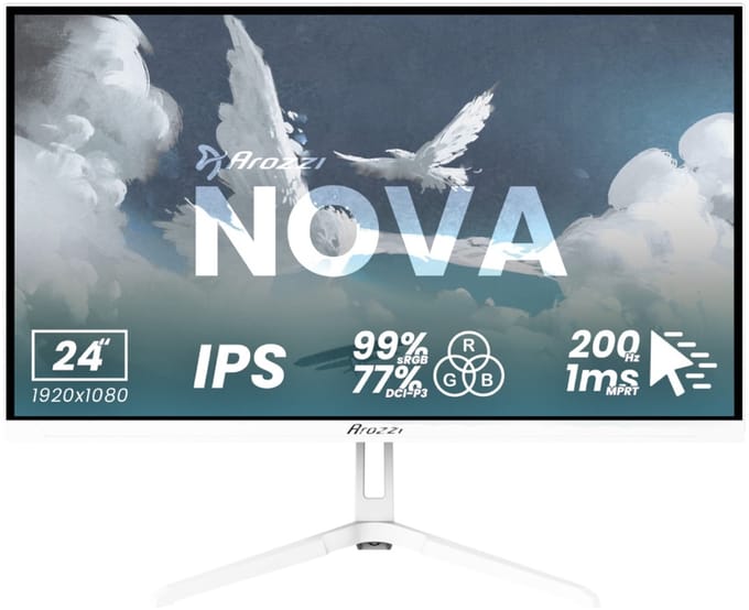 Arozzi Nova 24" Gaming Monitor - Full HD IPS - 200Hz - Wit