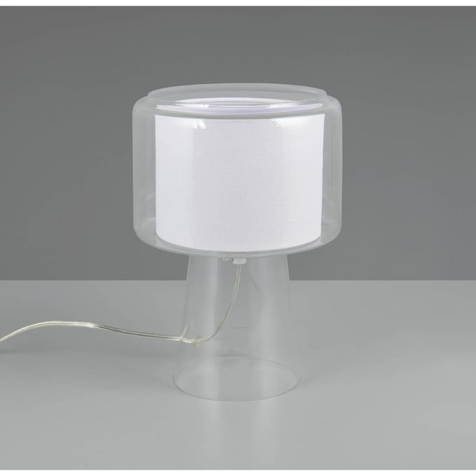 Trio Lighting Tafellamp Rocka, helder, hoogte 29 cm, glas/stof