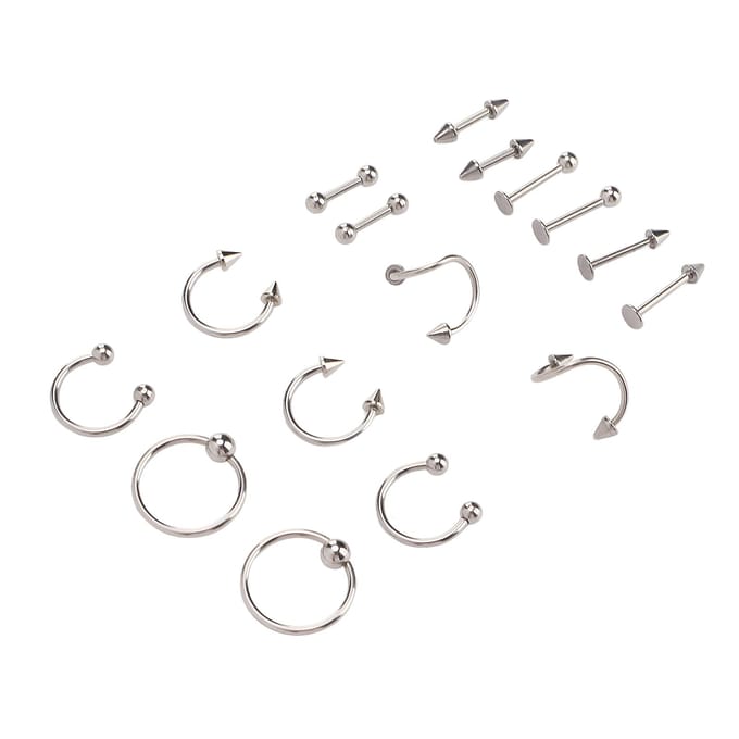 Ensemble de clous de nez Acier Inoxydable Exquis Formes Différentes Sûr Lissage Surfaces Polies Nez or