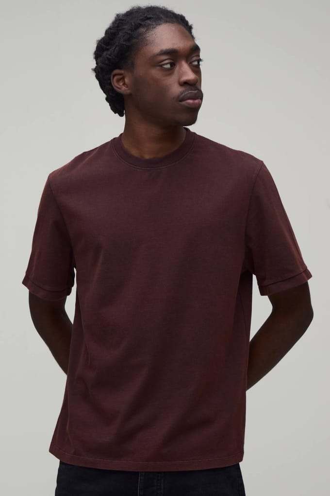 Essentieel Gewassen Regular T-shirt | Washed Chocolate | Size Large