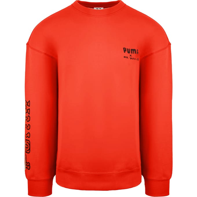 Puma x Mr Doodle Lange Mouw Crew Neck Rood Heren Grafisch Sweatshirt 598682 20