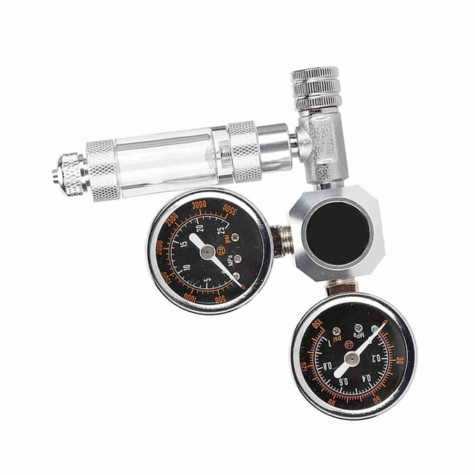 CO2 Regulator Aquarium Dubbele Manometer Weergave met Bellenteller en Terugslagklep(G5/8) black