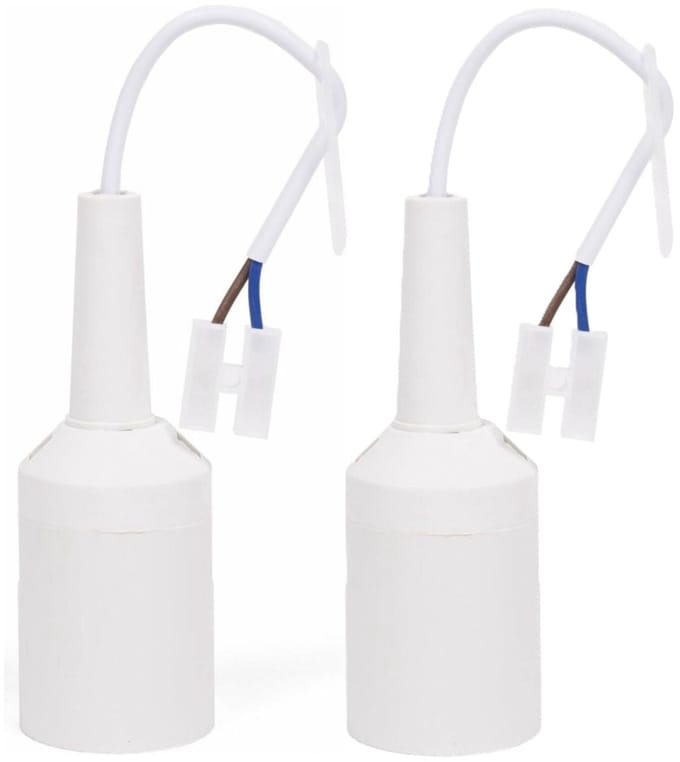 Benson Verhuisfitting - 2x - E27 - wit - fitting met kroonsteen en kabel