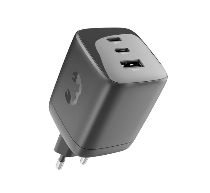 Fresh ’n Rebel Oplader iPhone & Samsung – 100W Adapter 2x USB-C & USB-A (3 poorten) – Krachtige Snellader iPhone & Samsung – Storm Grey
