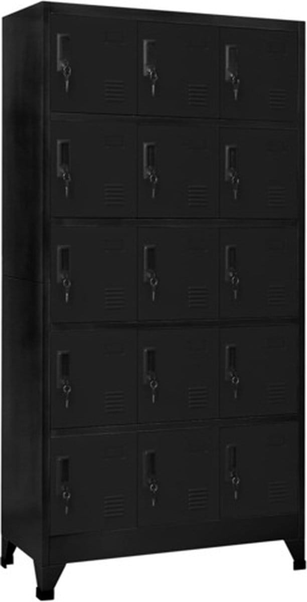 vidaXL - Lockerkast - 90x40x180 - cm - staal - zwart