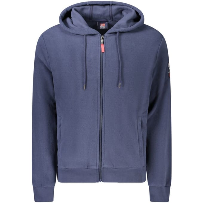 Noorwegen 1963 Blauwe Polyester Heren Capuchon Sweater