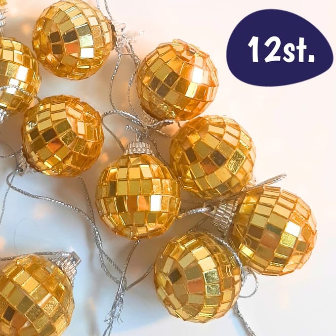 Mini Discoballen Goud - 3cm - 12 stuks - Kerstmis Decoratie