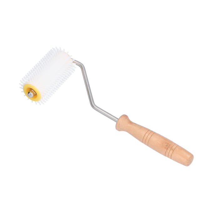 Plastic Honing Ontzegelroller met Houten Handvat Bijenkorf Extractieroller Imkergereedschap white