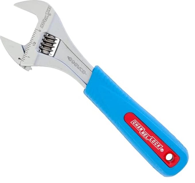 Verstelbare sleutel 8 inch met chromen afwerking en blauwe handgrepen