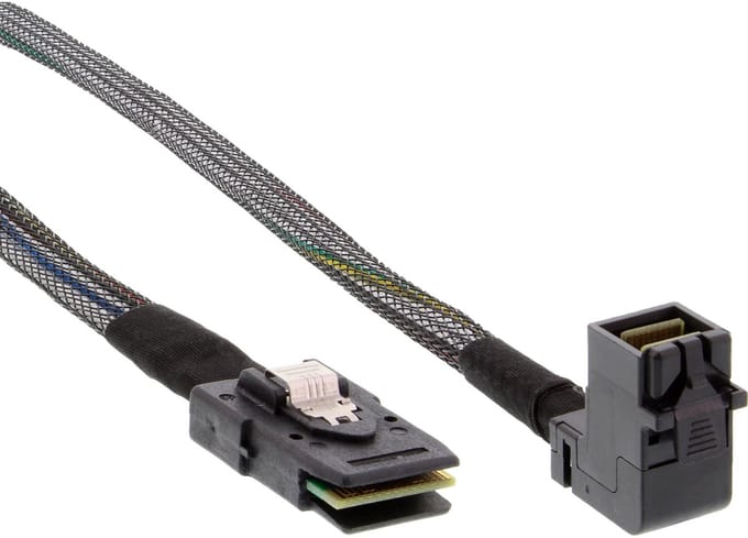 InLine® Mini SAS HD kabel, SFF-8643 haaks op SFF-8087, met zijband, 1m