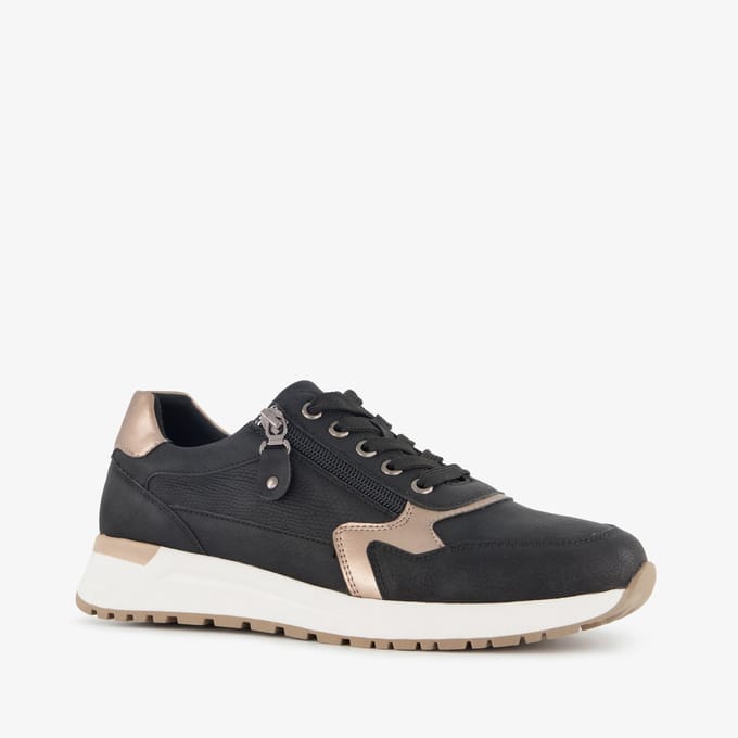 Blue Box dames sneakers zwart goud - Maat 36 - Uitneembare zool