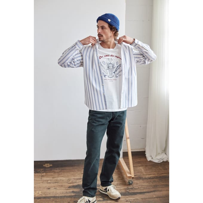 TWOTHIRDS Campana Shirt Blue Stripes Größe: S | Casual hemden Outlet | Herren | Blau