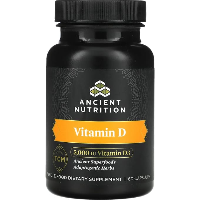 Ancient Nutrition, Vitamine D, 5 000 UI, 60 capsules