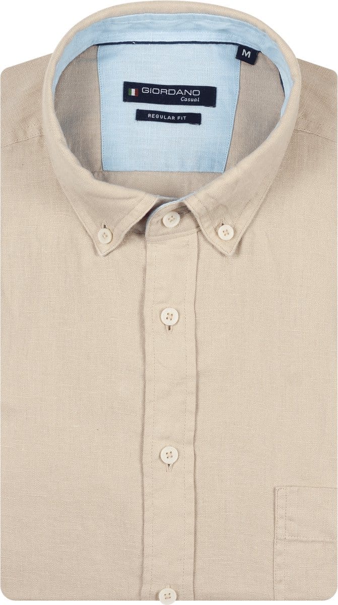 Giordano – Ivy – Heren Overhemd – Button Down – Gwassen Linnen Overhemd - Oyster Grey – 617009-81