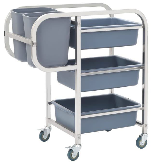 vidaXL - Keukenwagen - met - kunststof - containers - 82x43,5x93 - cm
