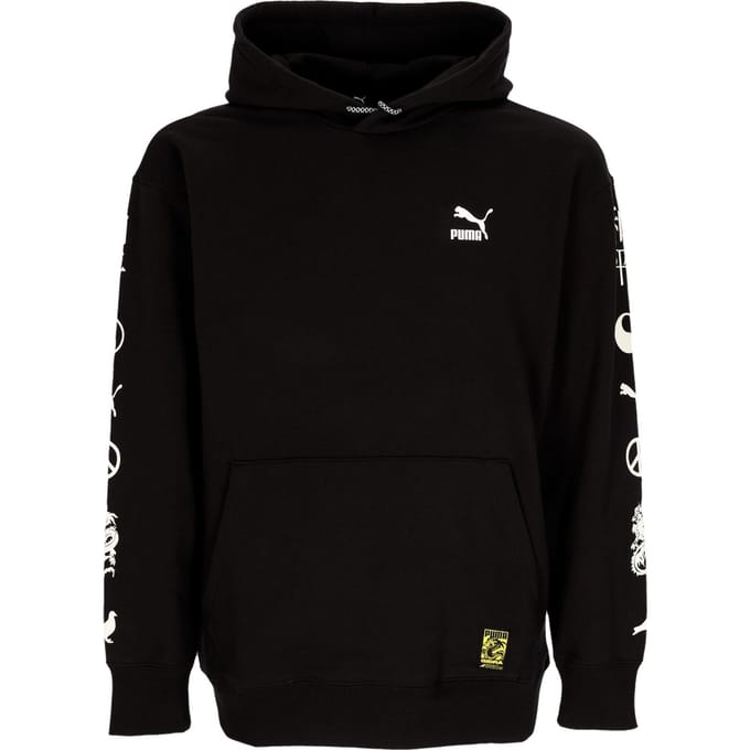 Lichtgewicht herenhoodie met grafische capuchon X Staple Black