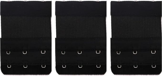 KELERINO. Bh Verlengstuk 3 Haakjes Elastisch - 3pack - Zwart
