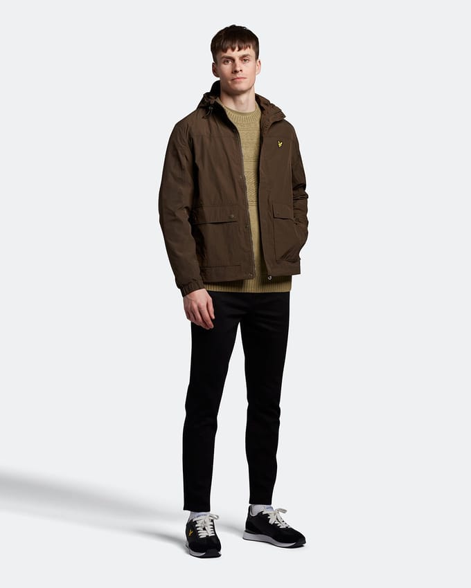 Lyle & Scott jack met capuchon in olijfgroen