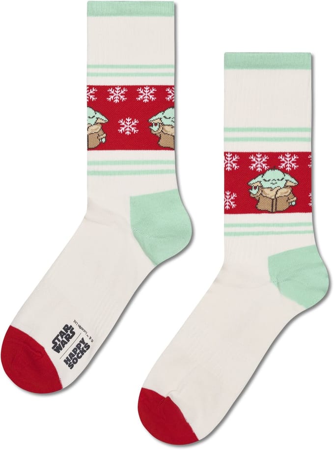 Happy Socks STAR WARS Grogu Snowflake Sneaker Sock - unisex sokken - wit - Unisex - Maat: 36 - 40