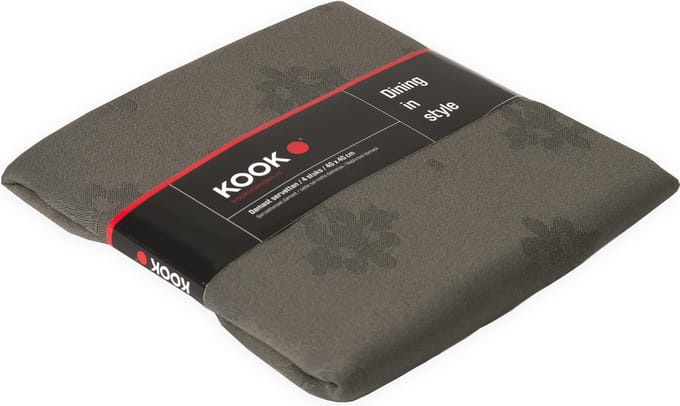 KOOK Servetset Damast Polyester  - Antraciet - 4 stuks