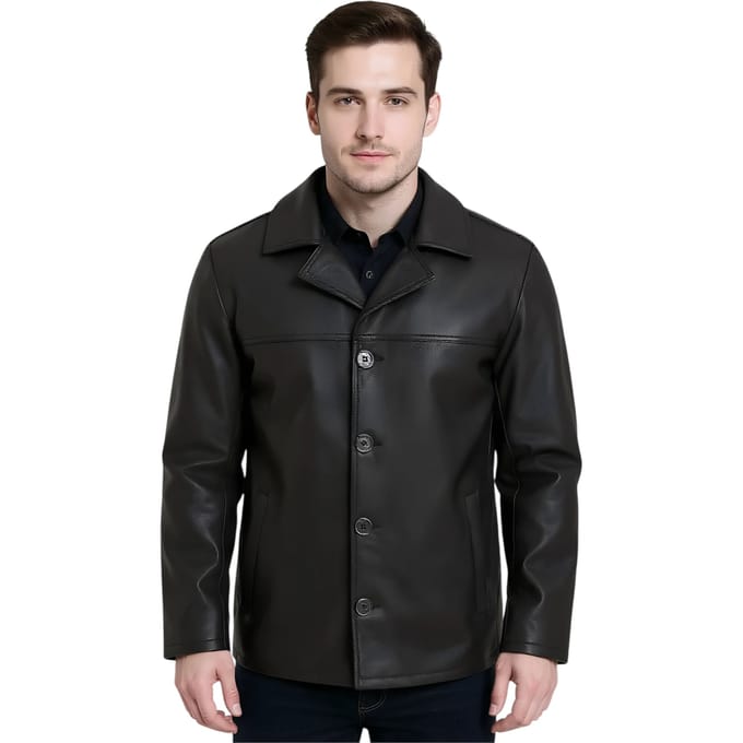 Heren zwarte Italiaanse leren blazer met 4 knopen - Gladstone