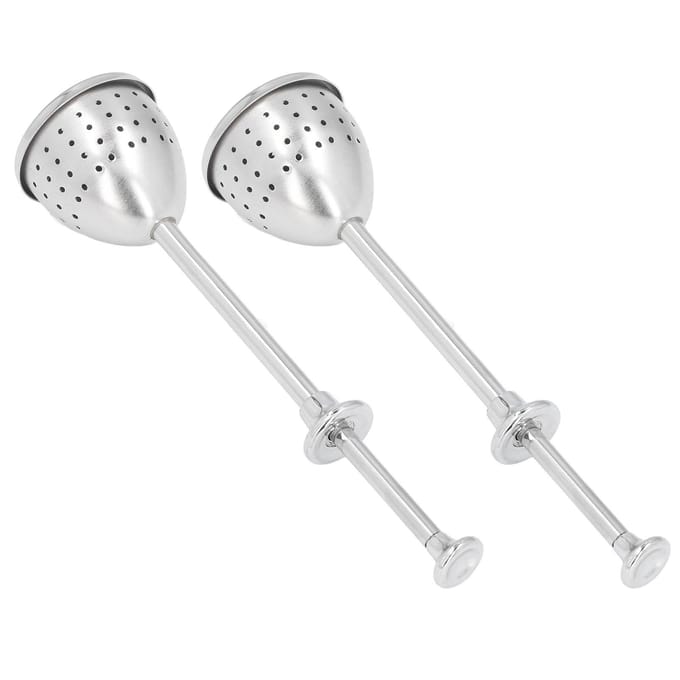 2 Pièces Passoire à Thé Manche Long Acier Inoxydable Infuseur Filtre Réutilisable Diffuseur d'Intervalle pour Théière white