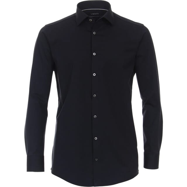 VENTI modern fit overhemd - jersey - blauw - Strijkvriendelijk - Boordmaat: 39