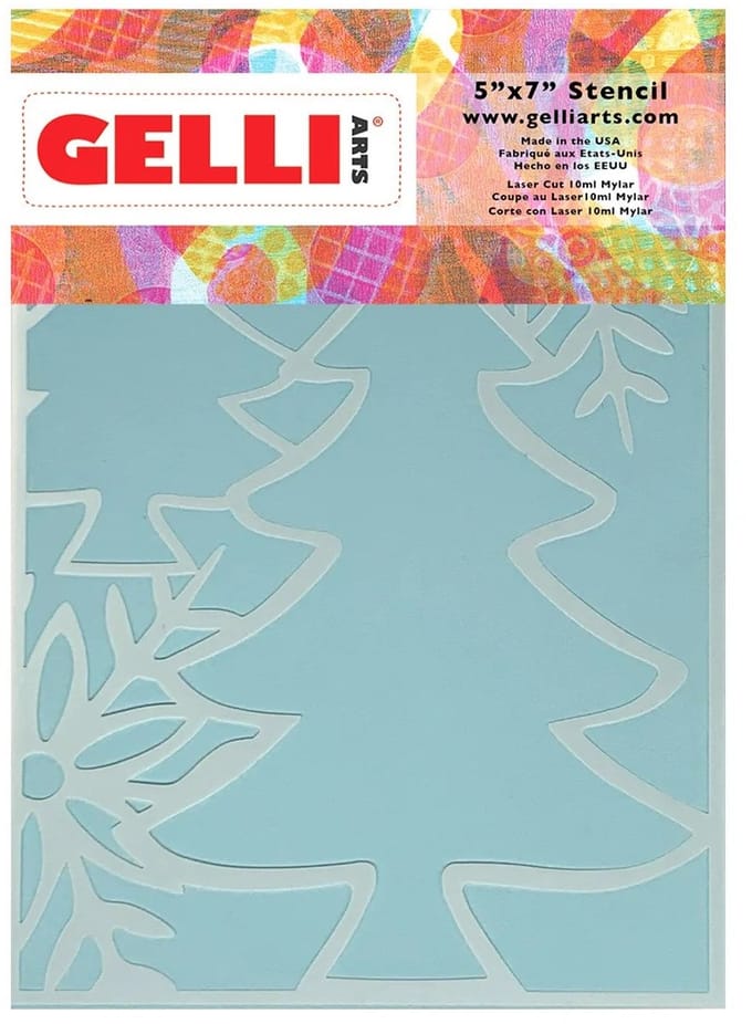 Gelli Arts kerstbomen stencil knutselset 12,7 x 17,8 cm karton.