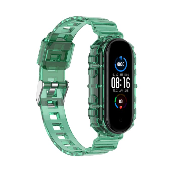 Xiaomi Mi Band 5 clear TPU bandje (transparant-groen)