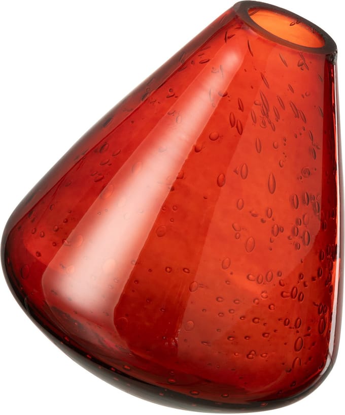 J-Line vaas Topaz - glas - rood - 13.5 cm hoog