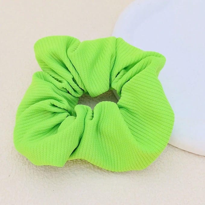 1 stuks Effen Kleur Gestreept Fluorescerend Scrunchie Haaraccessoire Scrunchies Elastiekjes Scrunchy Elastiekjes, Casual limoengroene kleur