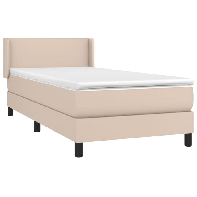 vidaXL - Boxspring - met - matras - kunstleer - cappuccinokleurig - 90x200 - cm