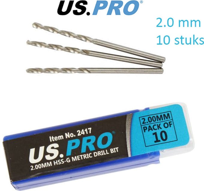 Metaal boren HSS-G 2.0 mm (10 stuks)
