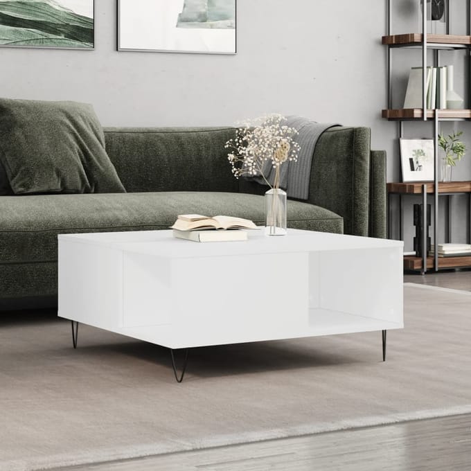 vidaXL - Salontafel - 80x80x36,5 - cm - bewerkt - hout - wit