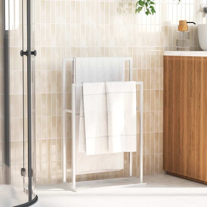 vidaXL - Handdoekenrek - vrijstaand - 48x24x78,5 - cm - ijzer - wit