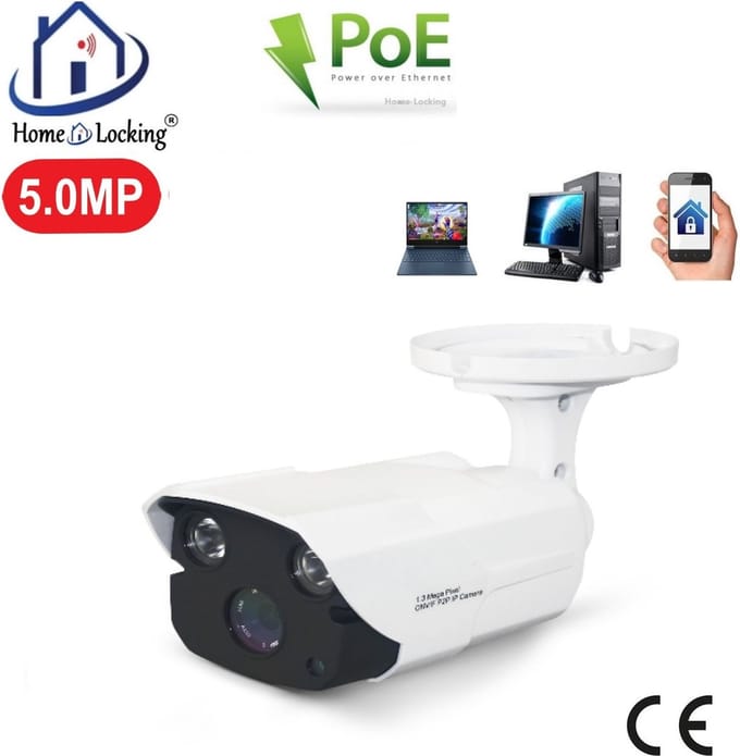 Home-Locking POE IP-camera bullet met bewegingsdetectie 5.0MP. C-1246