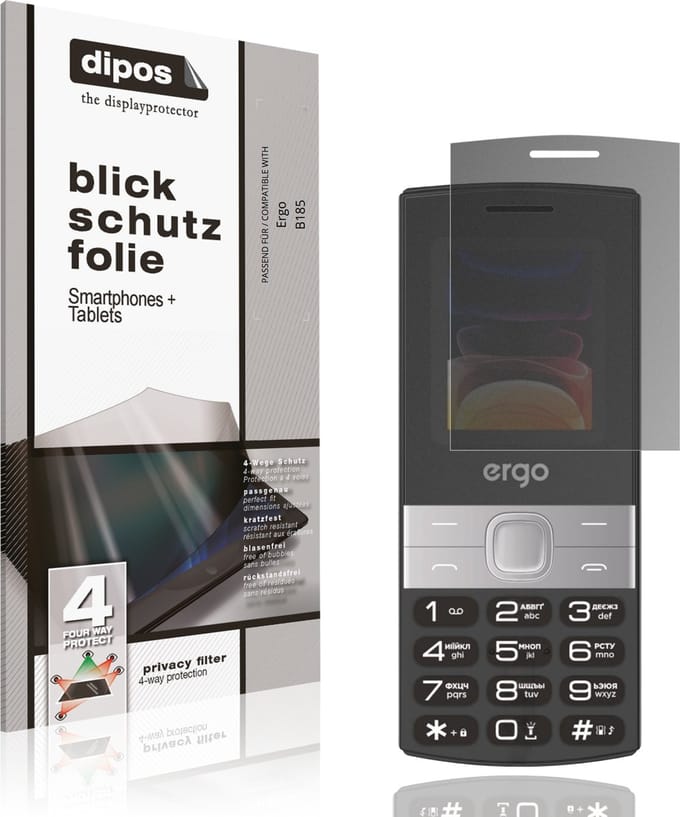 dipos – Matte Privacy Screenprotector geschikt voor Ergo B185 | Anti-Spy Beschermfolie
