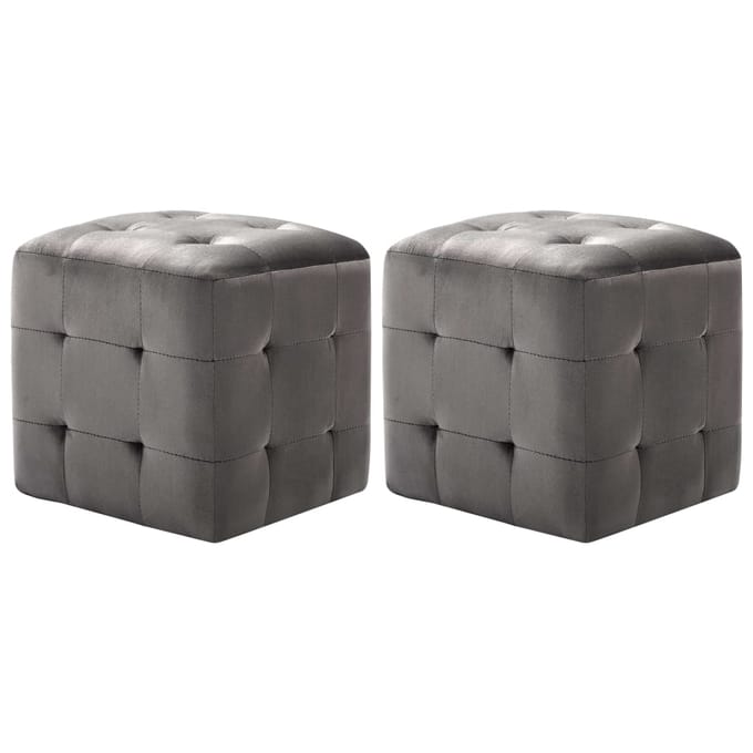vidaXL - Poef - 2 - st - 30x30x30 - cm - fluweel - grijs