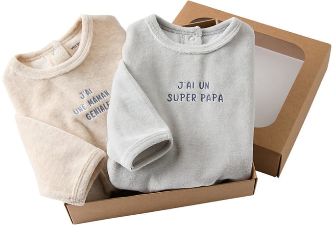 Vertbaudet Set van 2 pyjama's voor babyjongens in fluweel / velours