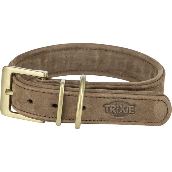 Trixie - Halsband - Hond - Pure Leer - Bruin - M-L - 39-46X3,5 CM
