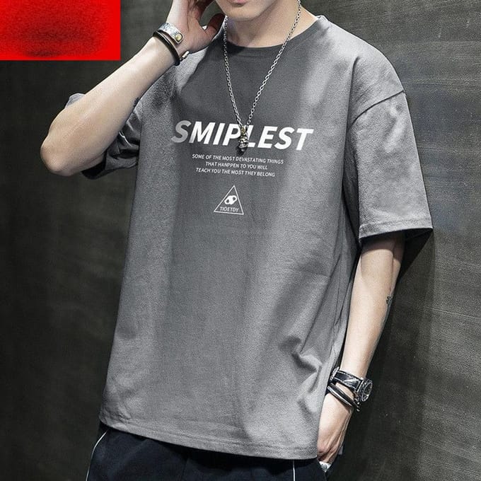 T-shirt à manches courtes pour hommes, tendance d'été, haut ample en coton pour jeunes 4XL gris