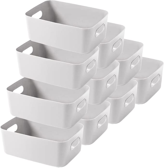 Unyqoos ® Multifunctionele Set van 10 Opbergdozen met Handgrepen voor Diverse Ruimtes