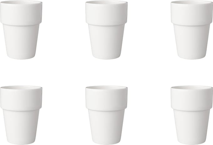 Mammoet - Beker - Mok - Budgetline - 19 cl - Wit - Porselein - Melkbeker - 6 stuks