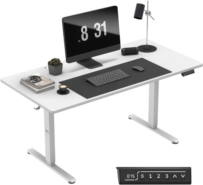 Mark Adler Leader 7.6 Ergonomisch Bureau - Elektrisch In Hoogte Verstelbaar - 160x80 cm - Wit