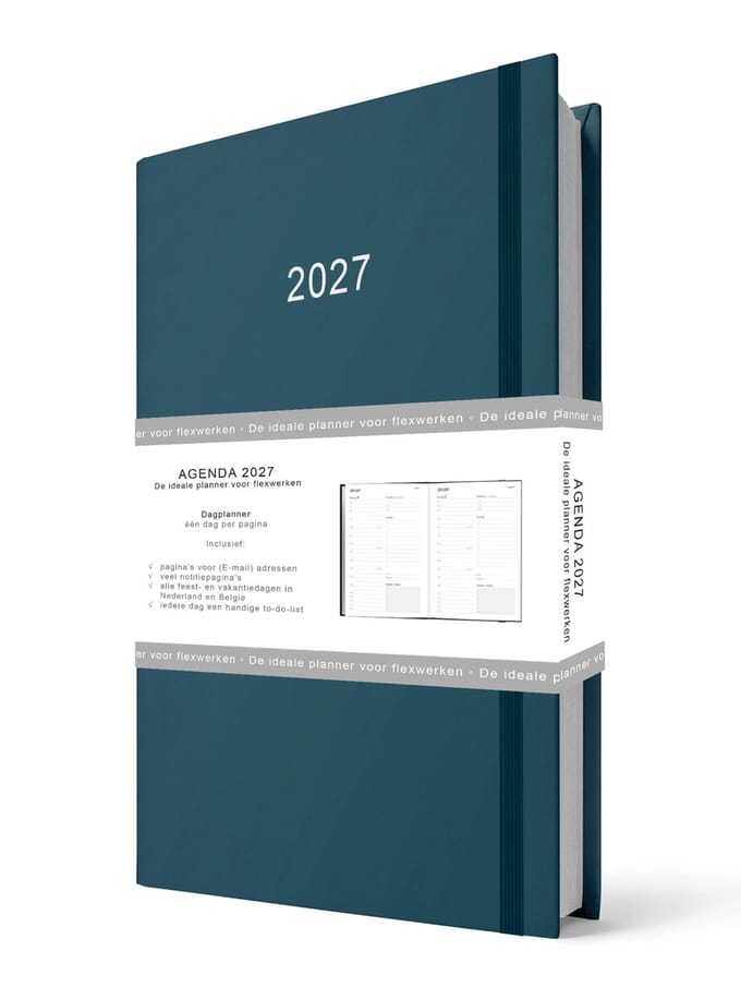 Agenda - 2027 - Thuiswerkagenda - Blauw - A5 formaat - 14,8x21cm