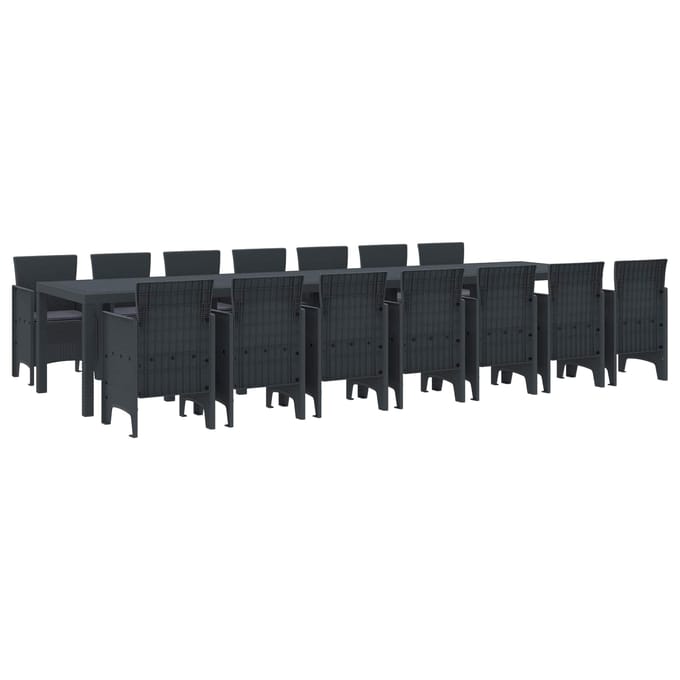 vidaXL - Tuin - eettafelset - met - kussens - 15 - st - Antraciet - PP