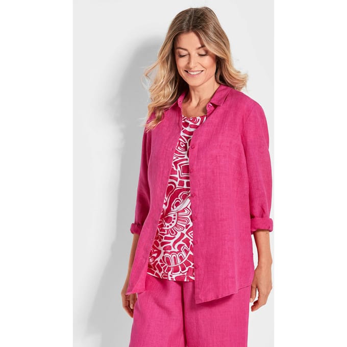 Linnen blouse - pink - Gr. 38 van Goldner Fashion