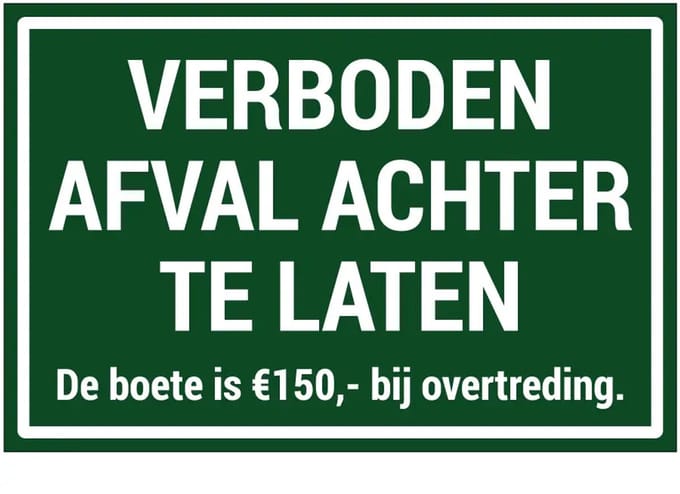 Verboden afval achter te laten sticker | 45 x 30 cm