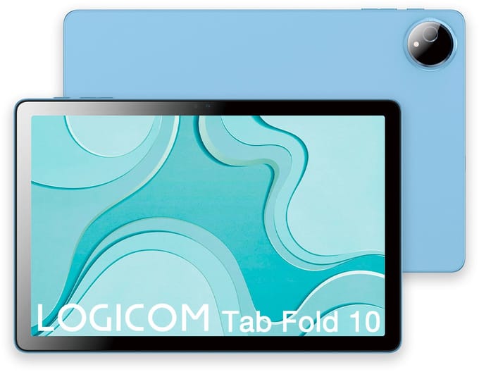 Logicom - Tablet Fold 10 - 128GB - 10 Inch - 6GB RAM - Octa Core - Wifi - Android 15 + Beschermhoes - Blauw